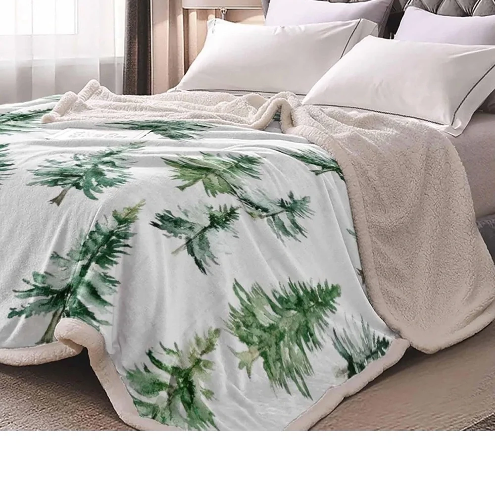 Luxury Legacy & Main blanket throw NWT Pine tree Forest 50x60” Fleece & Sherpa